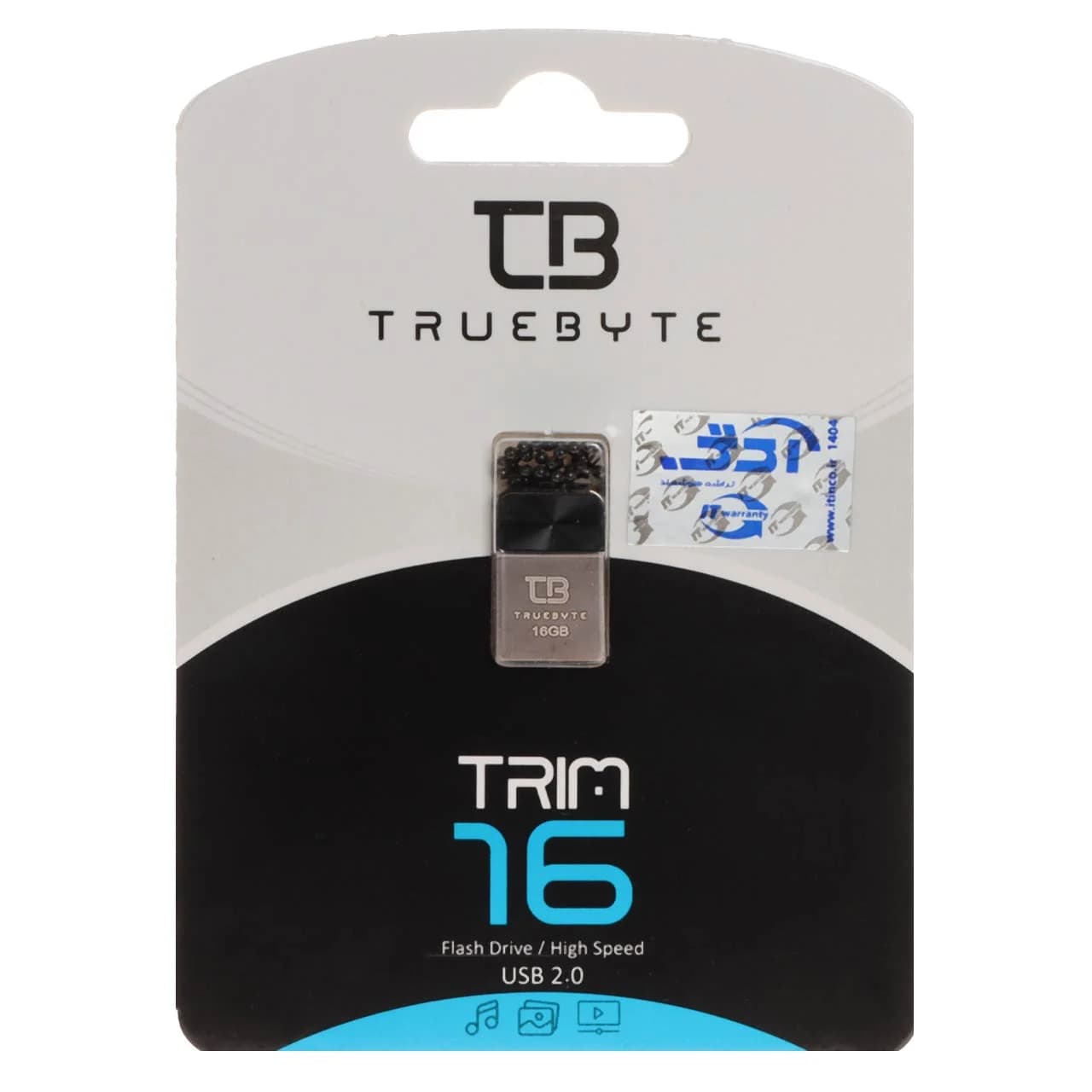 TRUEBYTE TRIM USB2.0 Flash Memory – 16GB مشکی (گارانتی مادام العمر شرکت آی تین)