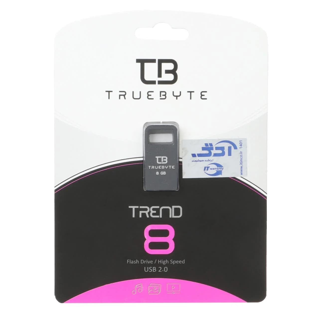 TRUEBYTE TREND USB2.0 Flash Memory-8GB مشکی (گارانتی مادام العمر شرکت آی تین)