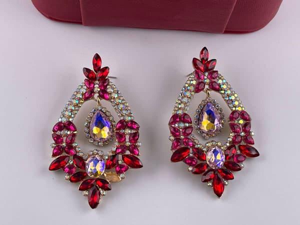 گوشواره مجلسی جدید نگین رنگی