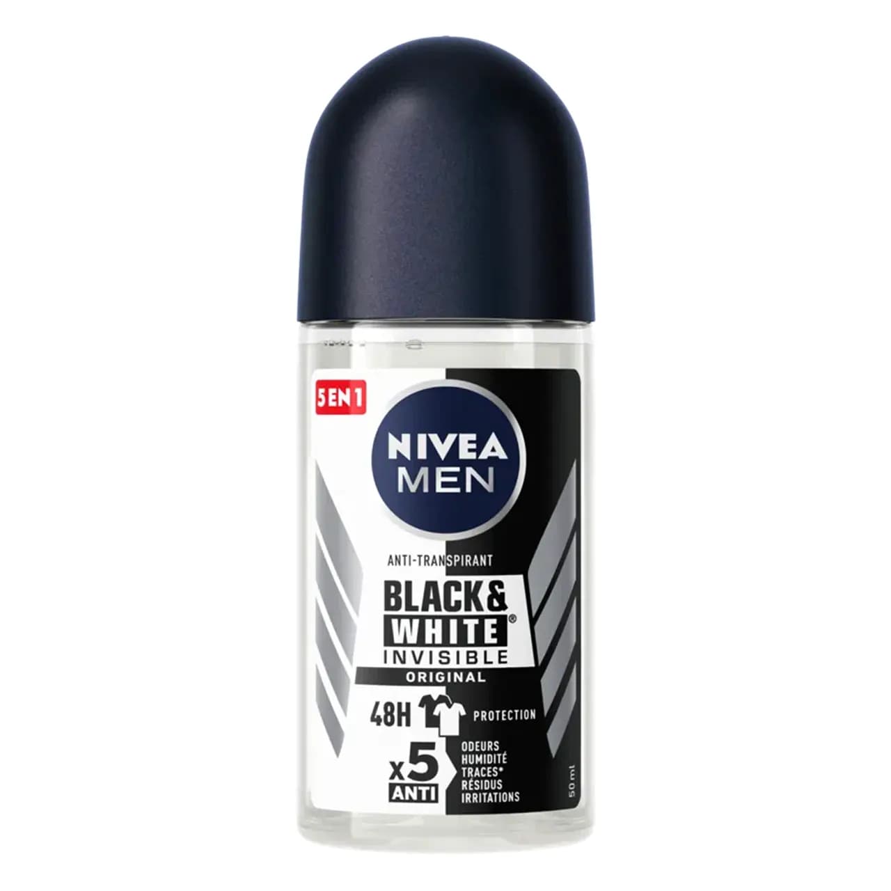 مام رول ضد تعریق و ضد لک نیوا / Nivea مدل Black & White Invisible Original مناسب برای انواع پوست و محافظت 48 ساعته حجم 50 میلی‌لیتر