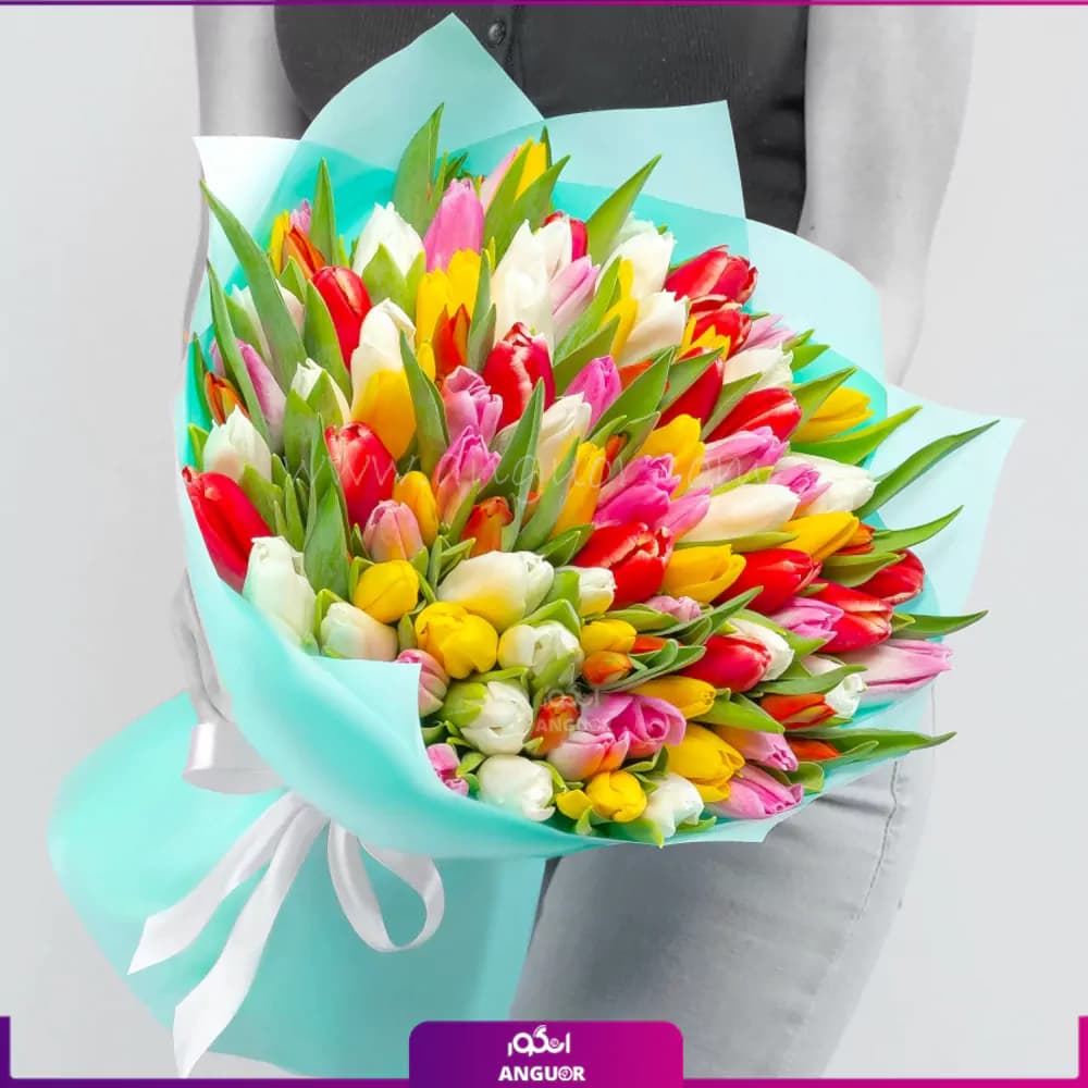 دسته گل لاله های رنگی