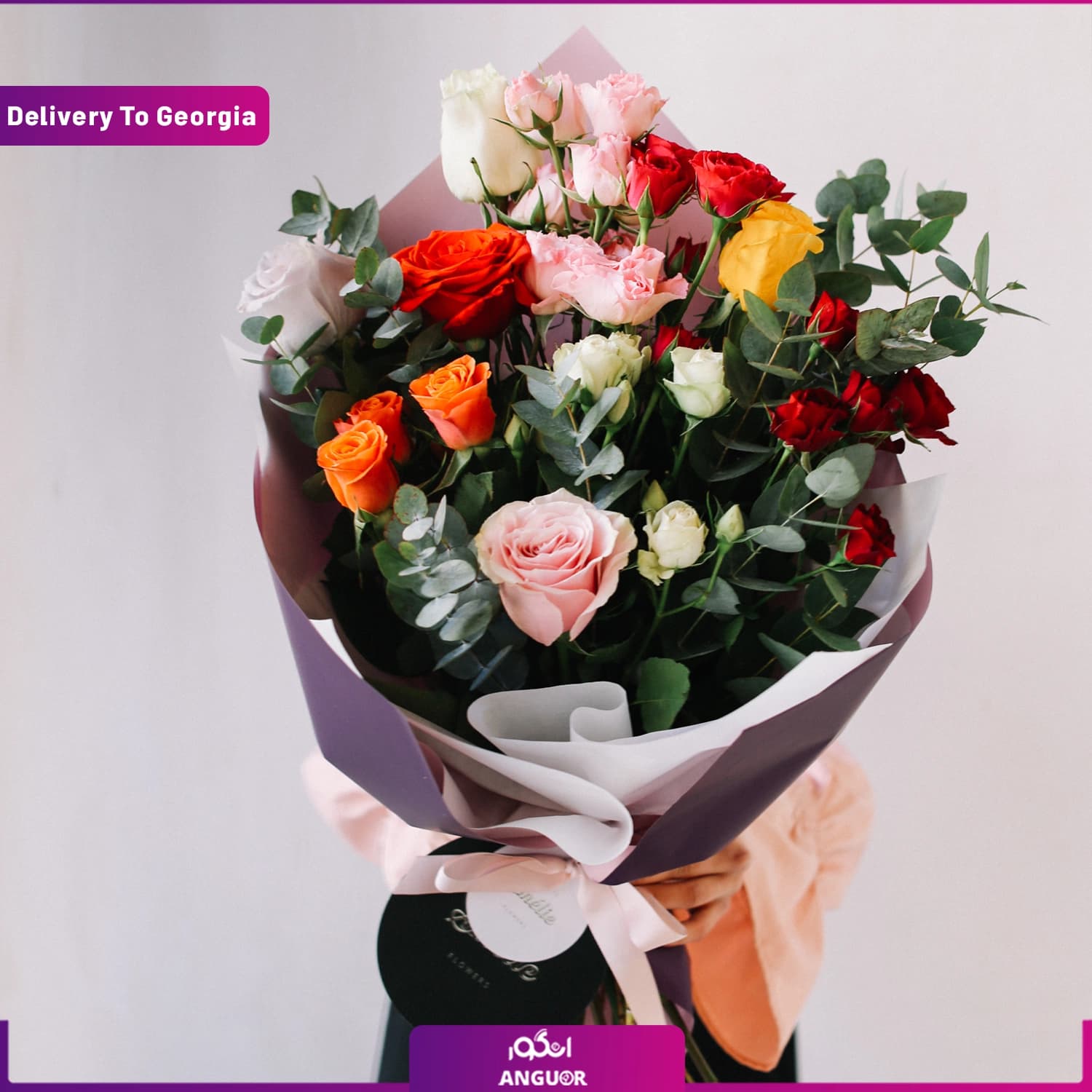 دسته گل رز سفید (تحویل گل در گرجستان)