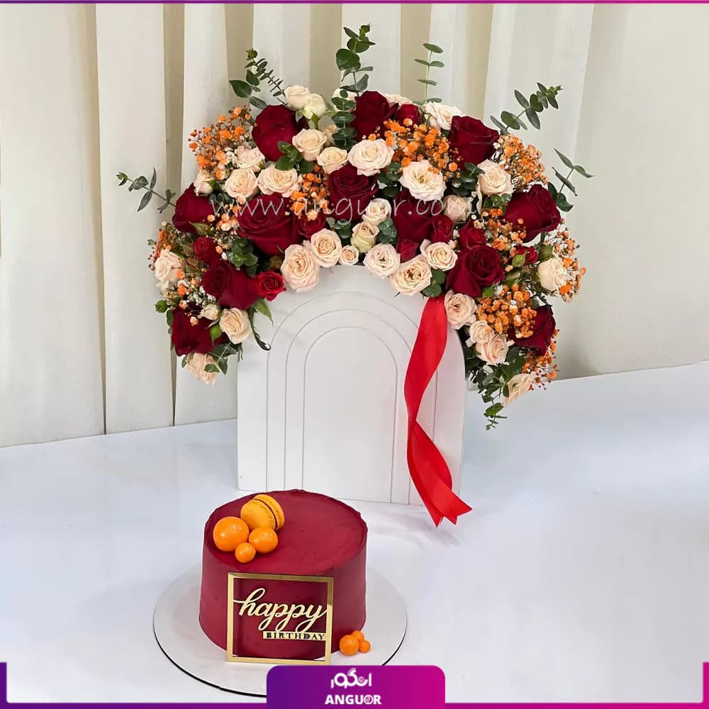 باکس گل و کیک رویای عاشقانه