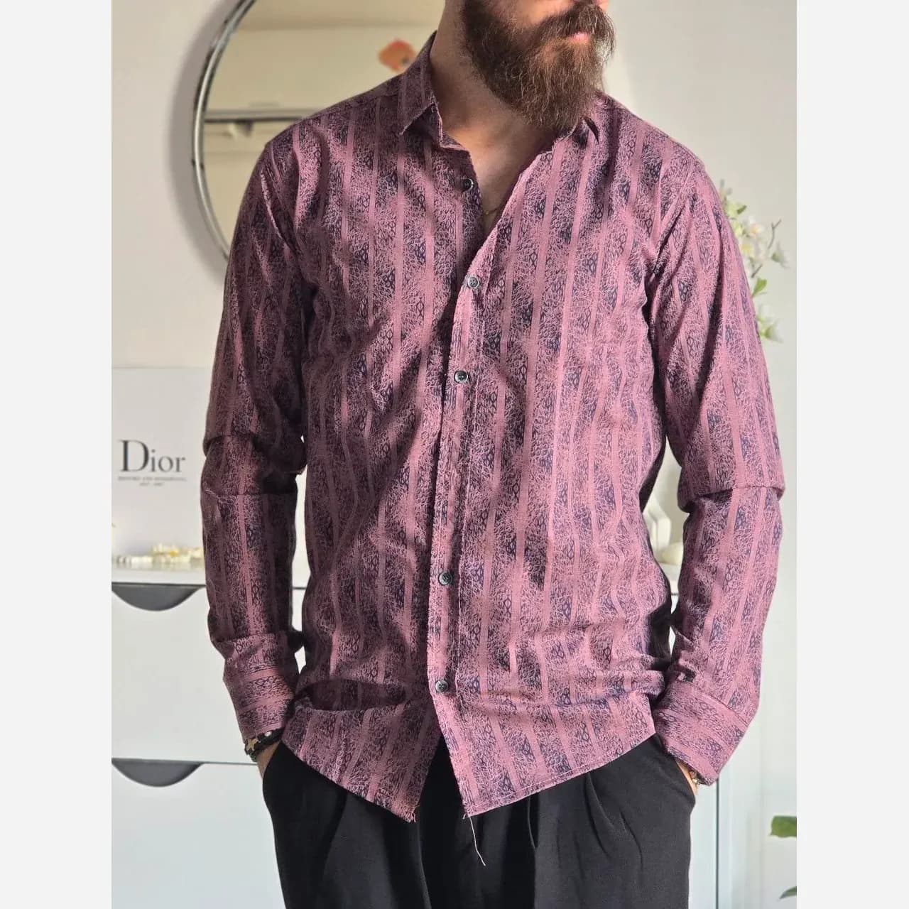 پیراهن مردانه آستین بلند راه راه ابروبادی سارینا سایزبندی M L XL XXL — تصویر ۶