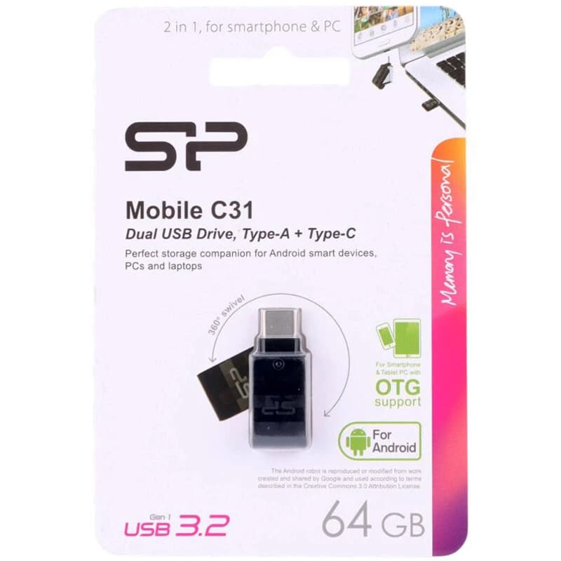 فلش 64 گیگ سیلیکون پاور Silicon Power C31 OTG Type-C USB3.2 — تصویر ۲