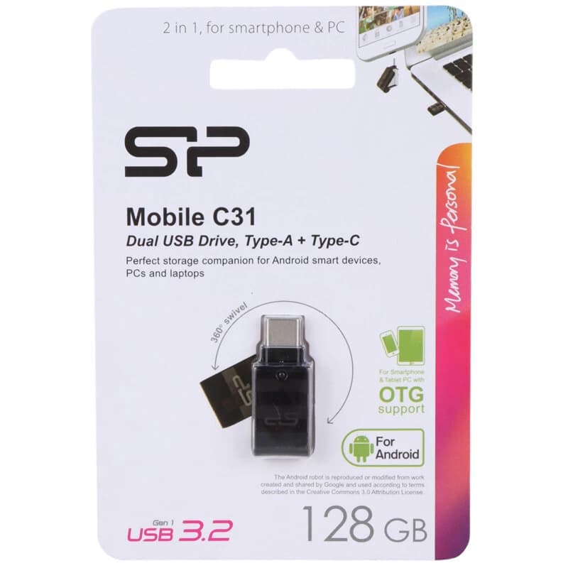 فلش 128 گیگ سیلیکون پاور Silicon Power C31 OTG Type-C USB3.2 — تصویر ۲