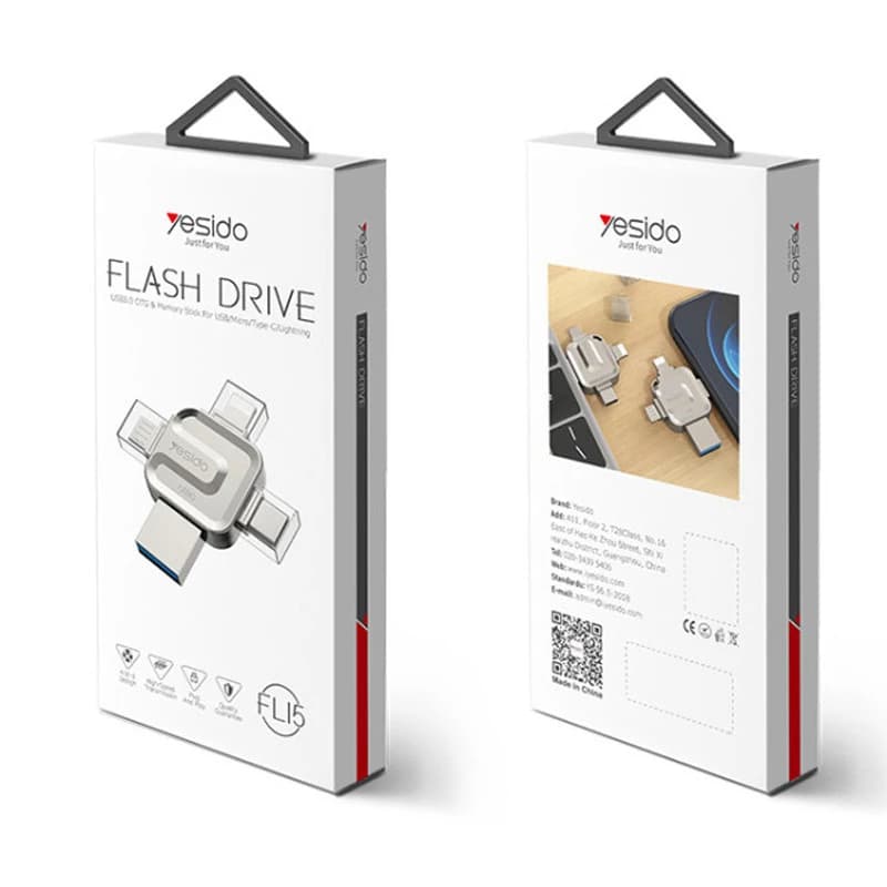 فلش 128 گیگ یسیدو Yesido FL15 OTG Type-C / Micro USB / Lightning USB3.0 — تصویر ۲