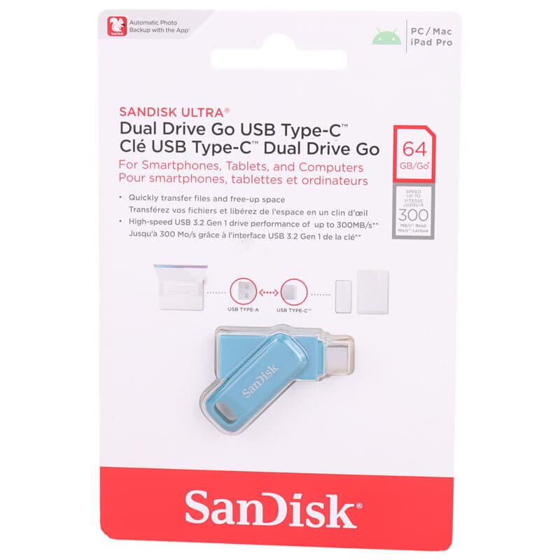 فلش 64 گیگ سن دیسک SanDisk Ultra Dual Drive Go OTG Type-C USB3.2 — تصویر ۱۰