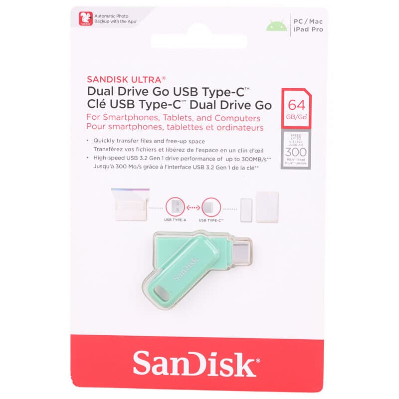 فلش 64 گیگ سن دیسک SanDisk Ultra Dual Drive Go OTG Type-C USB3.2 — تصویر ۱۲
