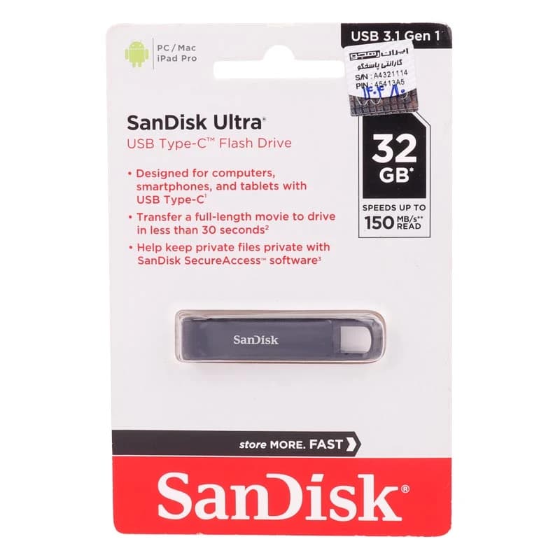 فلش 32 گیگ سن دیسک SanDisk Ultra OTG Type-C — تصویر ۲