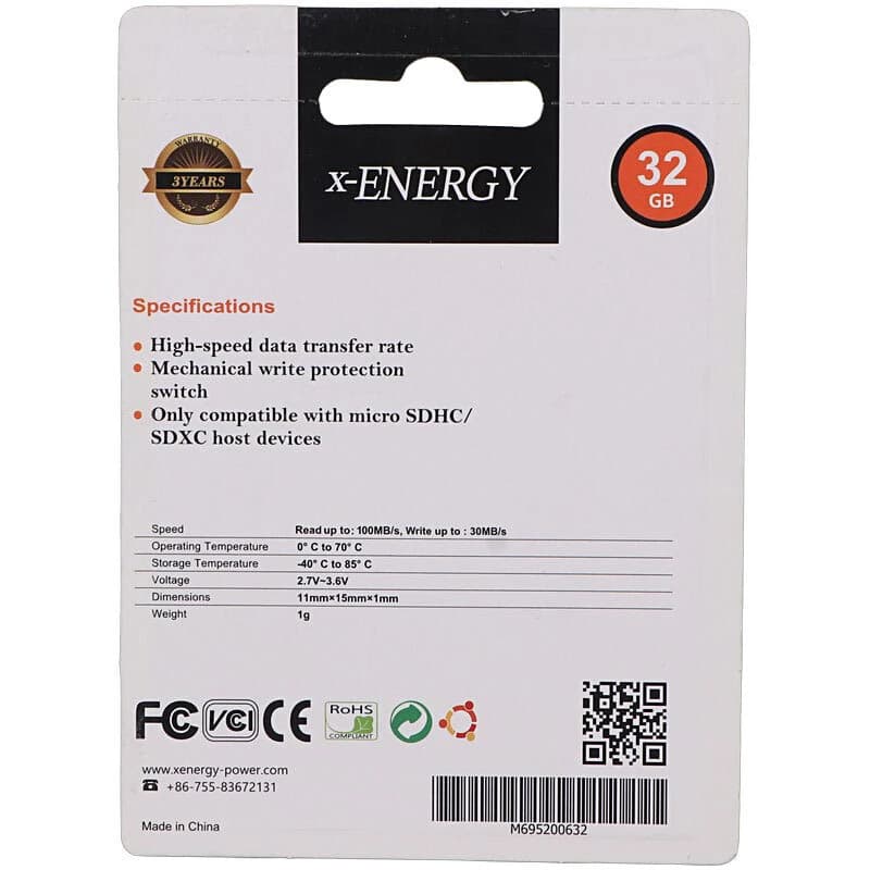 رم میکرو 32 گیگ ایکس انرژی X-Energy 533X U1 C10 100MB/s — تصویر ۲