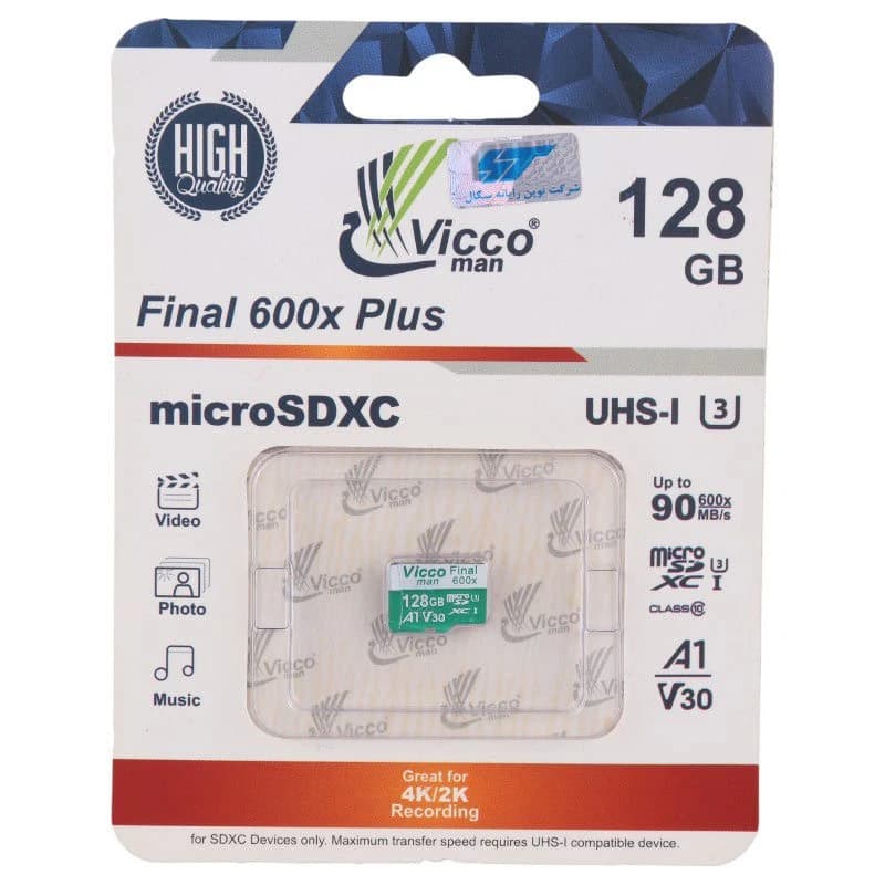 رم میکرو 128 گیگ ویکومن Vicco Man Final 600X Plus A1 V30 U3 90MB/s
