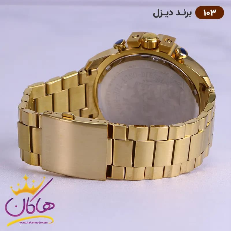 ساعت دیزل شاخدار طلایی صفحه سفید مردانه | کد 103 — تصویر ۳