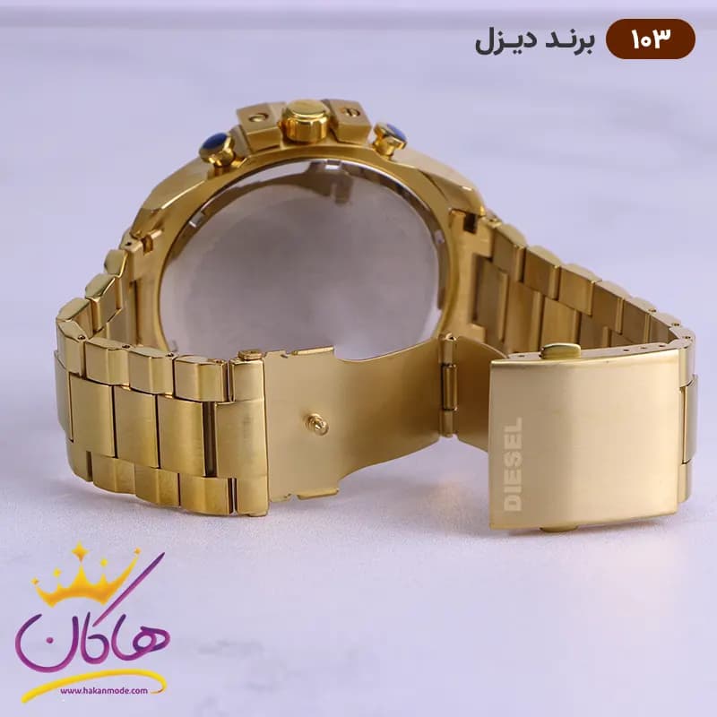 ساعت دیزل شاخدار طلایی صفحه سفید مردانه | کد 103 — تصویر ۴