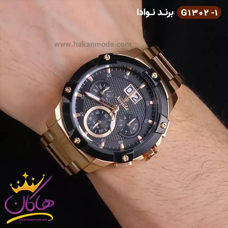 ساعت مردانه نوادا رز گلد صفحه مشکی | G 1302/1 — تصویر ۲