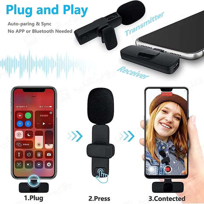 میکروفن یقه ای بی سیم تایپ C مدل K8 — تصویر ۲