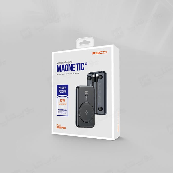 پاوربانک 10000mAh وایرلس شارژ مگنتی رسی مدل RPB-P18 — تصویر ۷