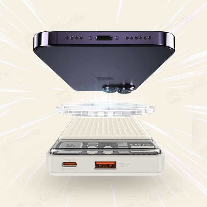 پاوربانک 10000mAh وایرلس شارژ مگنتی رسی مدل RPB-W18 — تصویر ۶