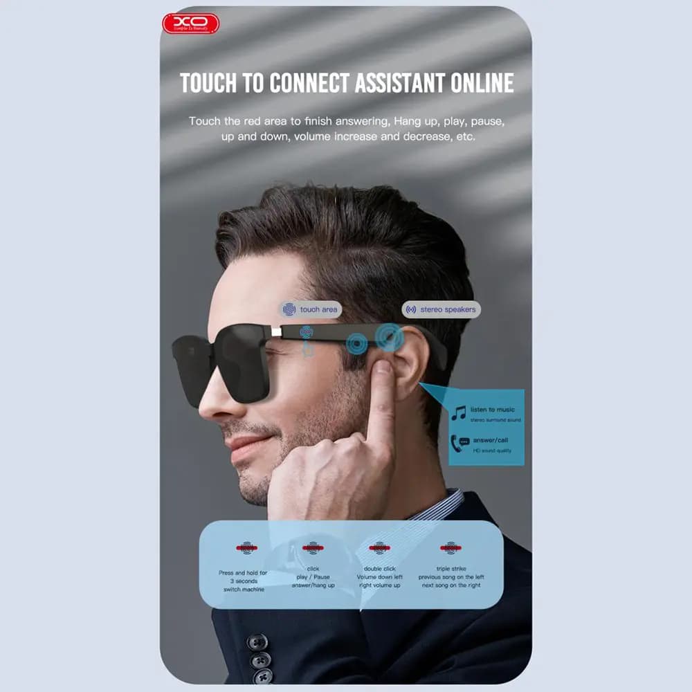 عینک آفتابی و هندزفری بلوتوث ایکس او مدل XO E5 Bluetooth Music Sunglasses Glasses — تصویر ۷