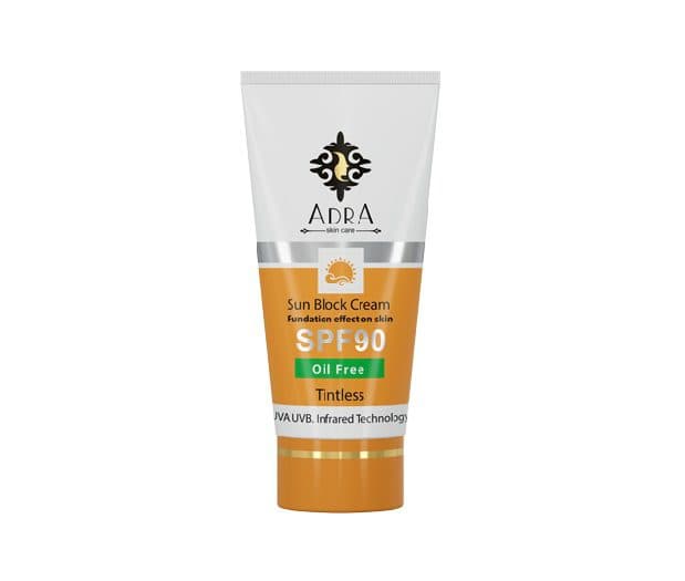 کرم ضد آفتاب بی رنگ آدرا SPF 90 حجم 50 میلی لیتر