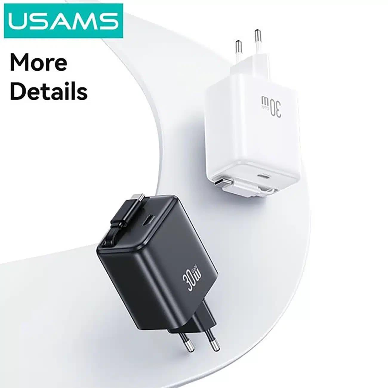 شارژر دیواری 30 وات یوسامز USAMS مدل CC241 تایپ سی با کابل — تصویر ۱۲