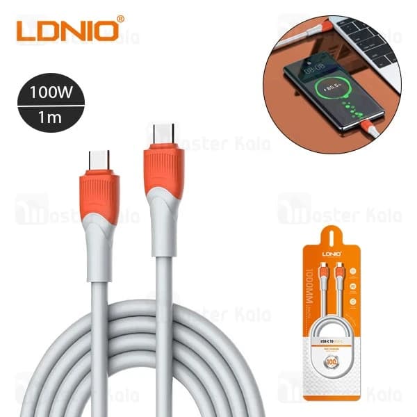 کابل شارژ 100 وات 1 متر Type-C به Type-C مارک LDNIO مدل LC601c — تصویر ۹