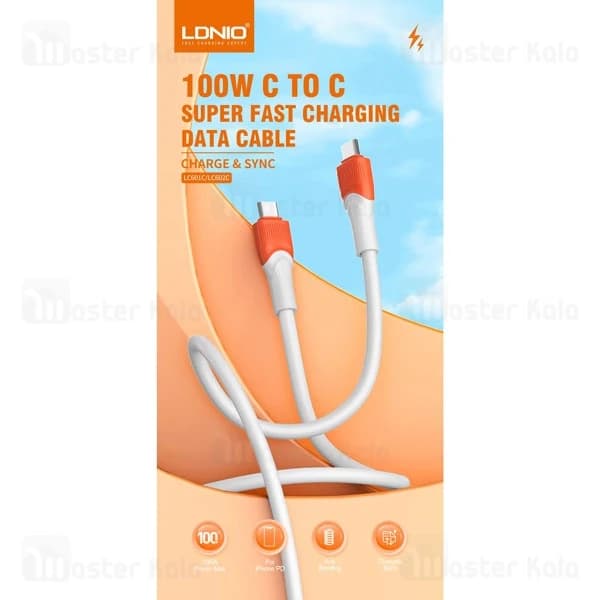 کابل شارژ 100 وات 1 متر Type-C به Type-C مارک LDNIO مدل LC601c — تصویر ۱۱