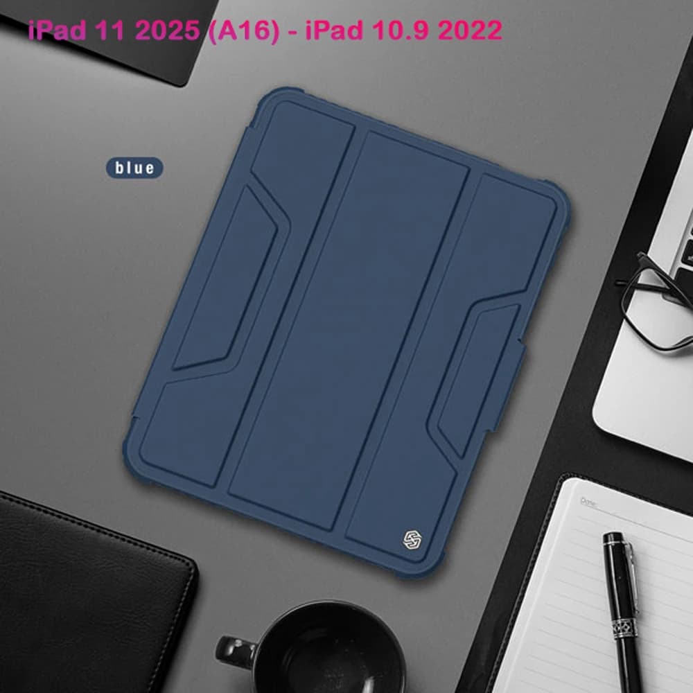 کیف چرمی پشت شفاف ایربگ دار استند تاشو چند زاویه iPad 11 2025 ( A16 ) مارک نیلکین مدل Bumper Pro — تصویر ۵