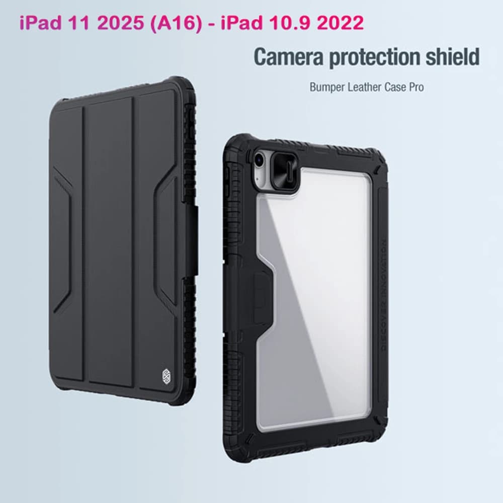 کیف چرمی پشت شفاف ایربگ دار استند تاشو چند زاویه iPad 11 2025 ( A16 ) مارک نیلکین مدل Bumper Pro — تصویر ۲