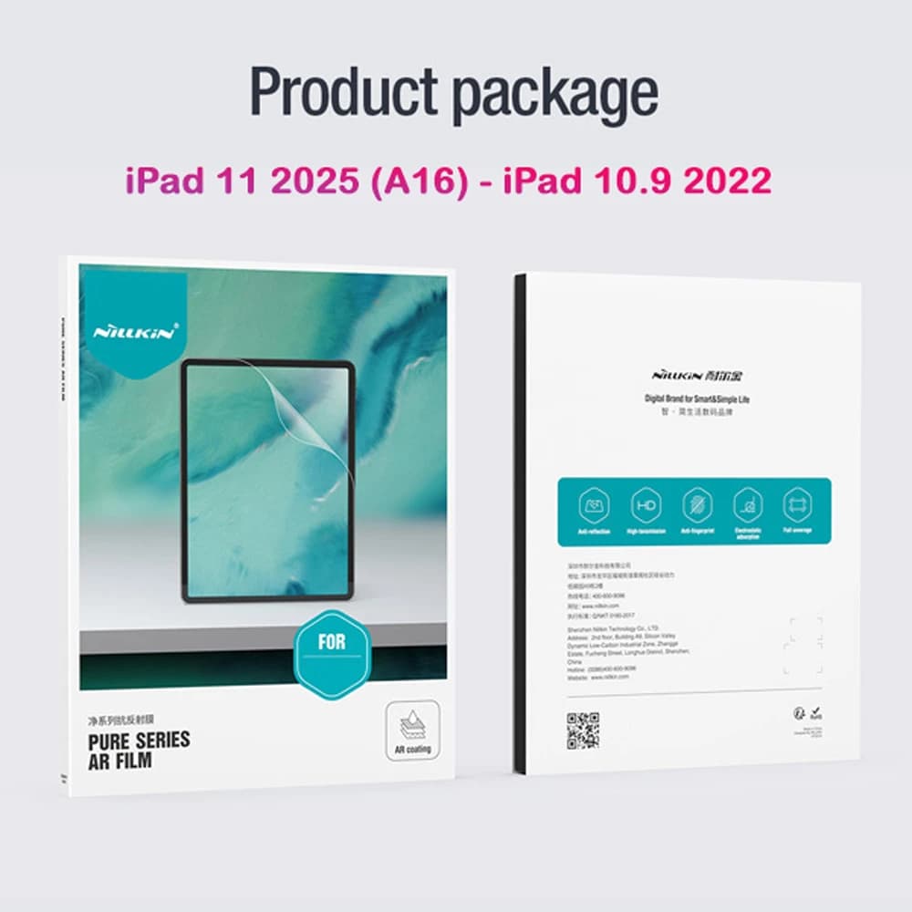 برچسب صفحه نمایش تبلت iPad 11 2025 ( A16 ) مارک نیلکین مدل Pure Series AR Film — تصویر ۶