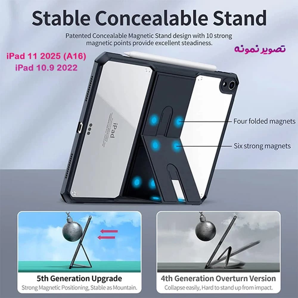 کریستال شیلد شفاف پایه دار تبلت iPad 11 2025 ( A16 ) مارک XUNDD سری Beatle — تصویر ۵