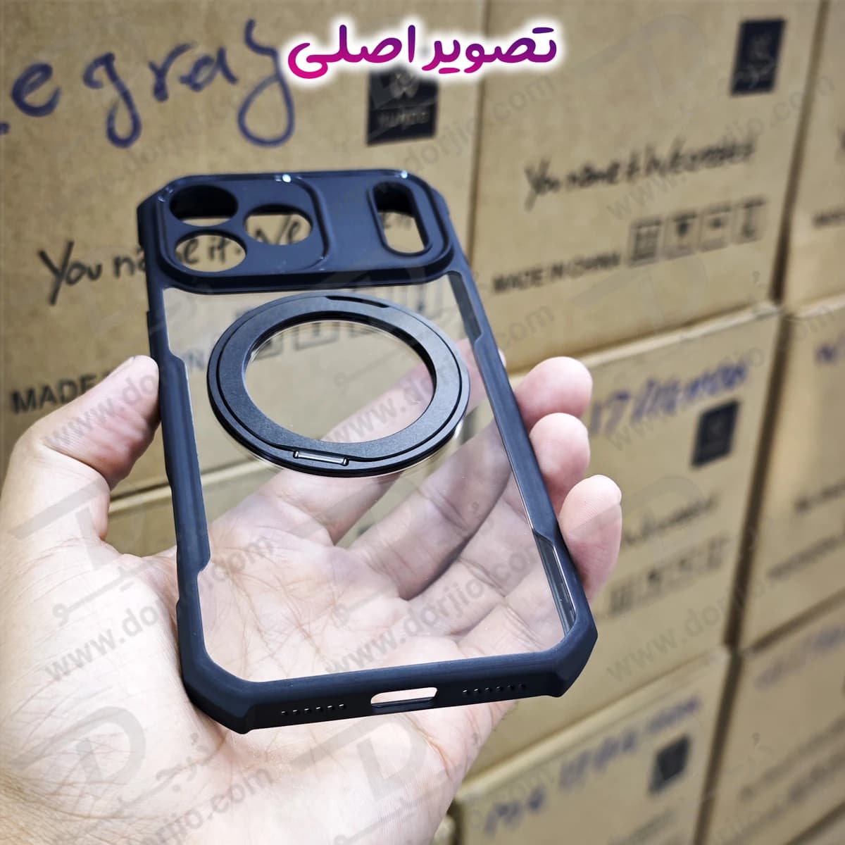 گارد شفاف رینگ استند 360 درجه مگ سیف iPhone 17 Pro Max مارک XUNDD سری Beatle Rotatable — تصویر ۲