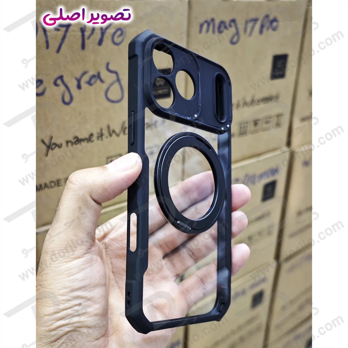 گارد شفاف رینگ استند 360 درجه مگ سیف iPhone 17 Pro Max مارک XUNDD سری Beatle Rotatable — تصویر ۶