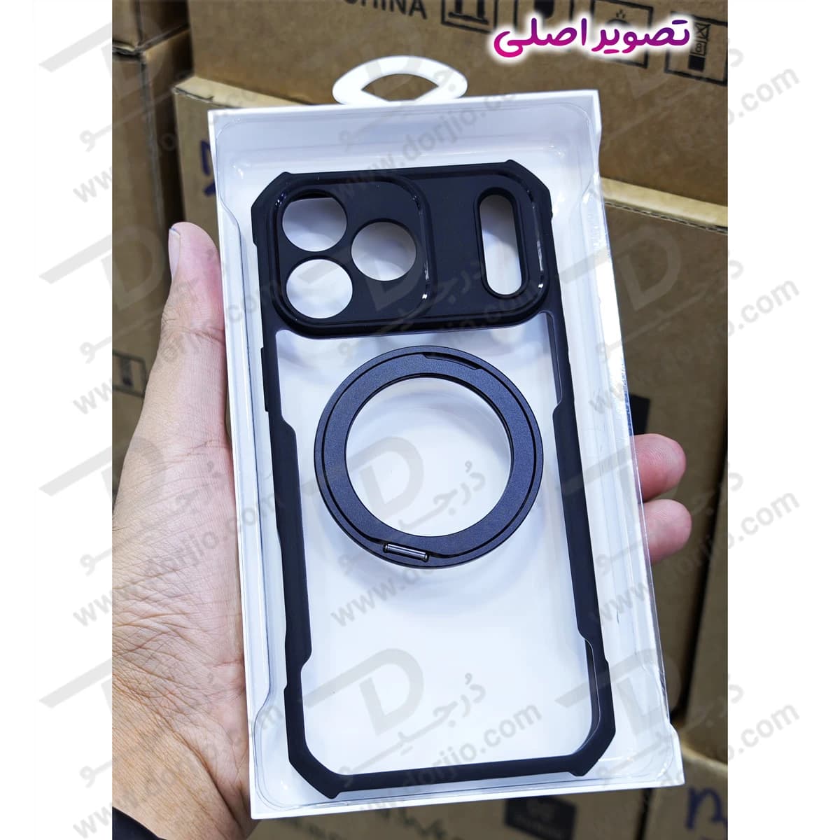گارد شفاف رینگ استند 360 درجه مگ سیف iPhone 17 Pro Max مارک XUNDD سری Beatle Rotatable — تصویر ۴