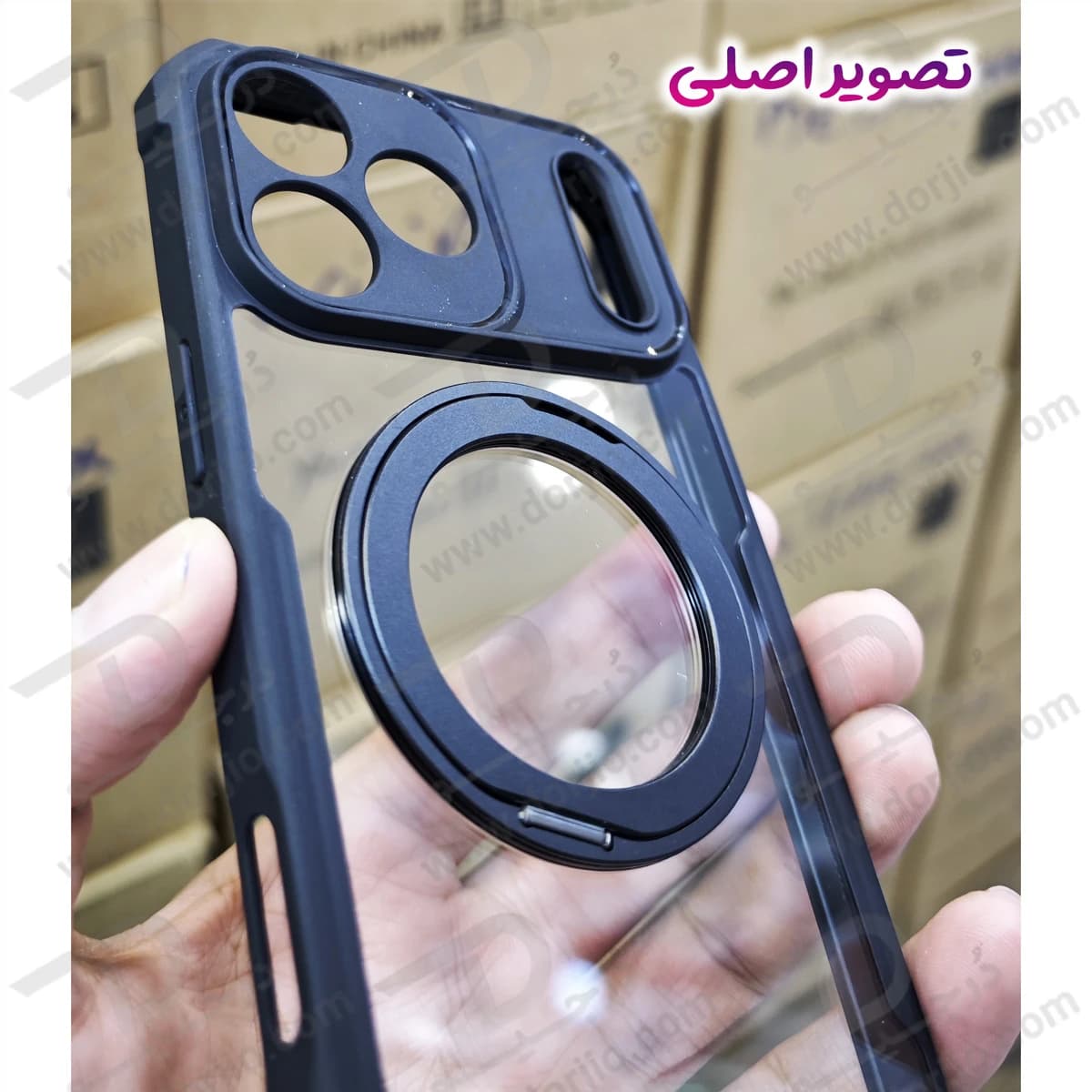 گارد شفاف رینگ استند 360 درجه مگ سیف iPhone 17 Pro Max مارک XUNDD سری Beatle Rotatable — تصویر ۵