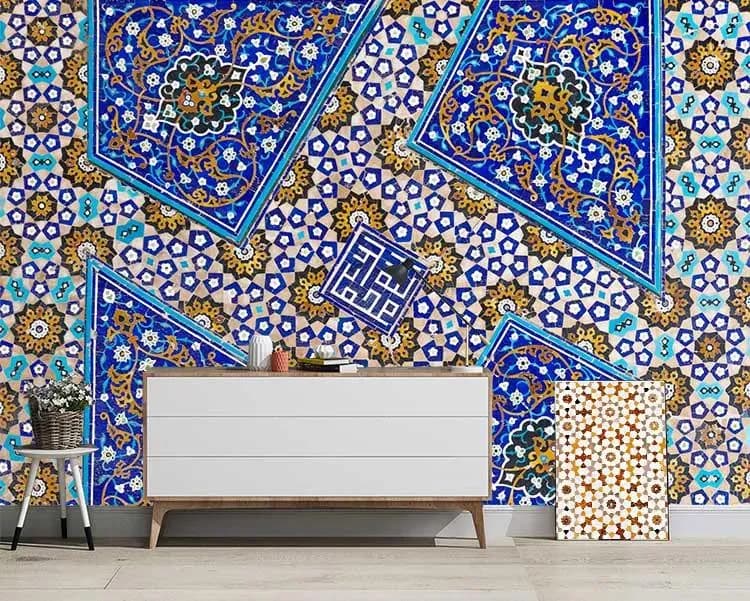 پوستر دیواری کاشی سنتی آبی — تصویر ۳