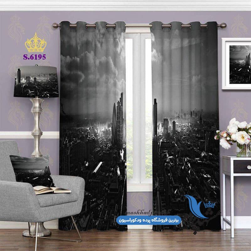 پرده پانچ منظره طرح شهر خاموش کد S6195