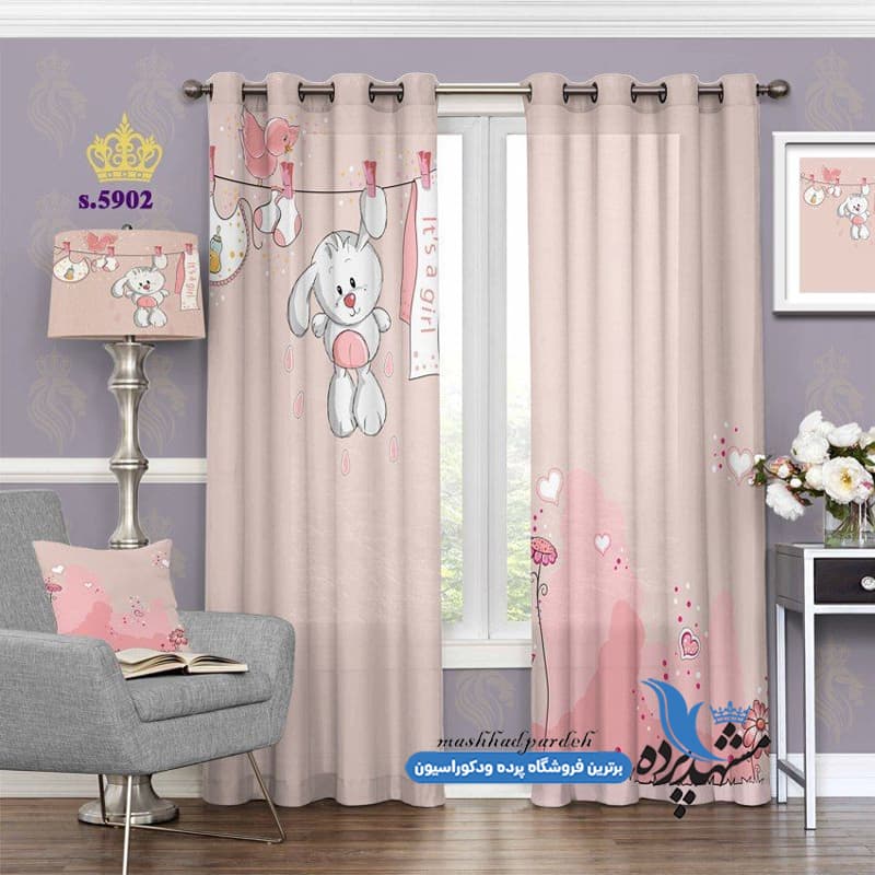 پرده پانچ کودکانه طرح خرگوش بازیگوش کد S5902