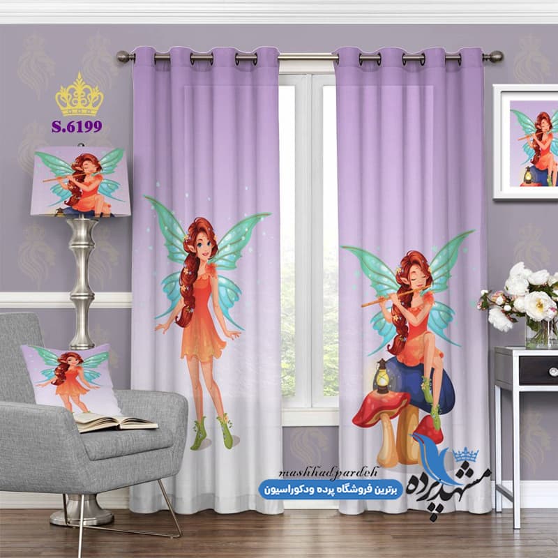 پرده پانچ دخترانه طرح پری کوچولو کد S6199