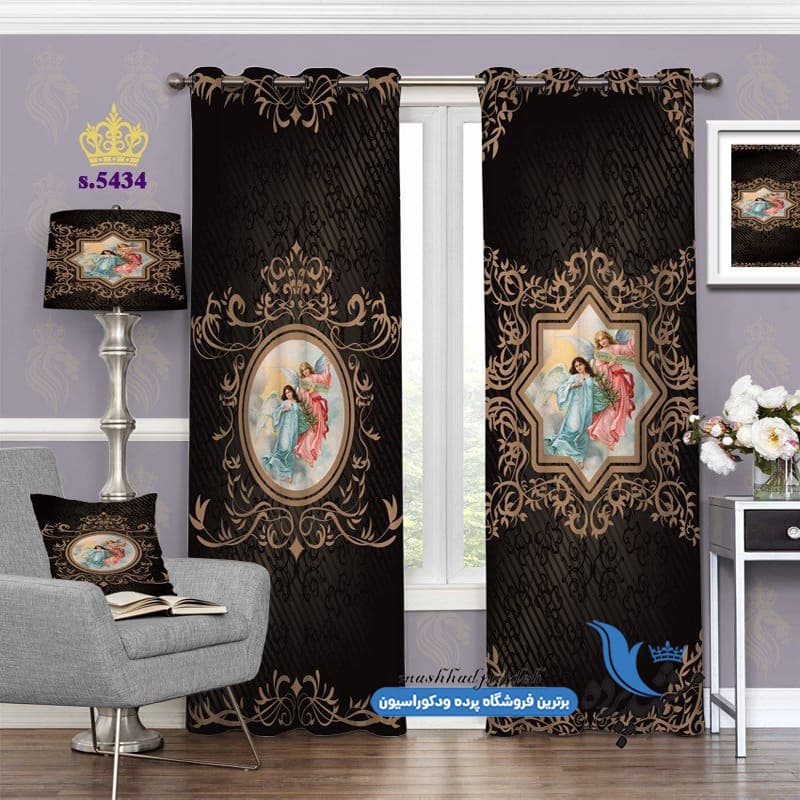پرده پانچ اسلیمی طرح قاب تصویر کد S5434