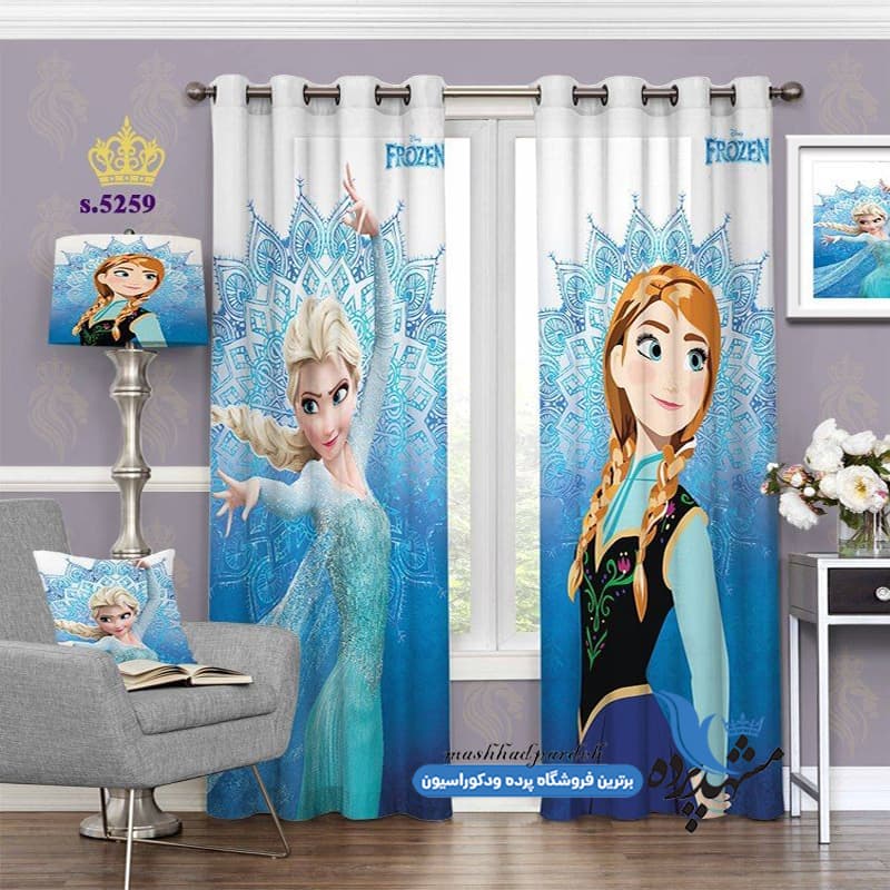 پرده پانچ دخترانه طرح کارتونی آلسا کد S5259