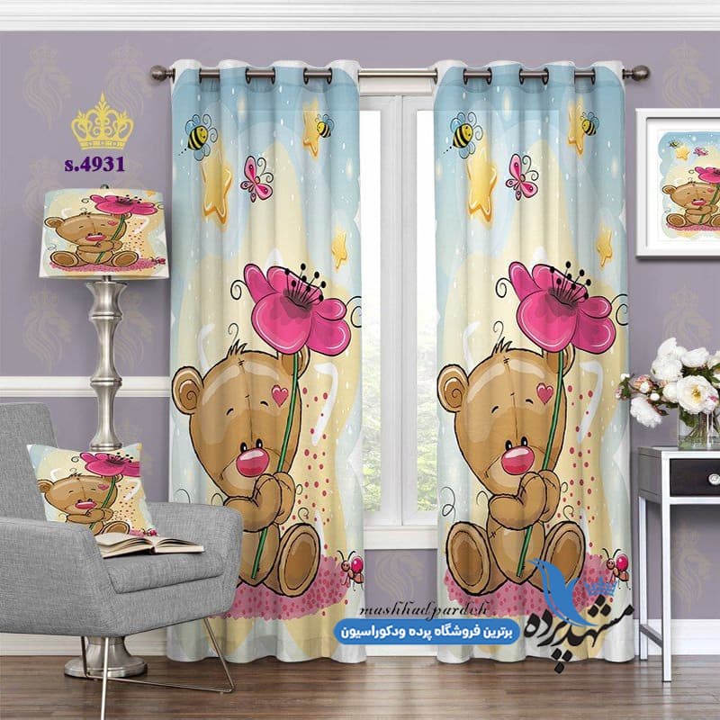 پرده پانچ کودکانه طرح خرس کوچولو کد S4931