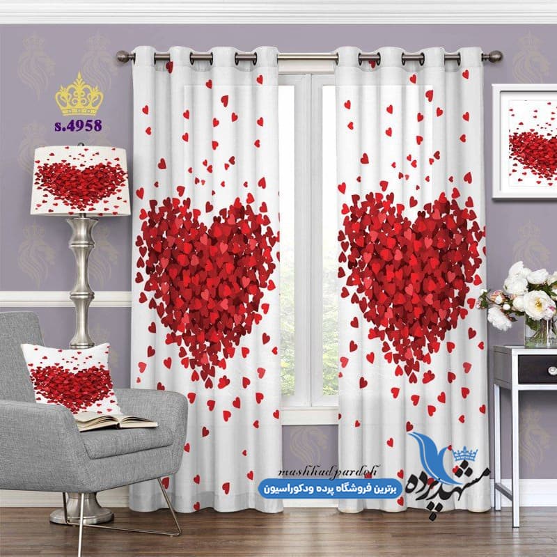 پرده پانچ فانتزی طرح قلب کد S4958