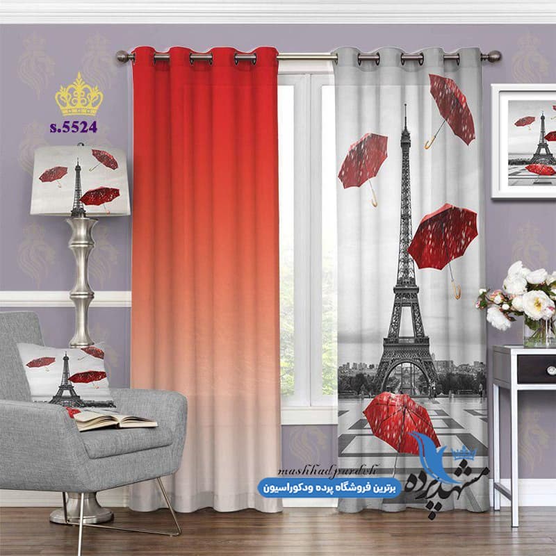 پرده پانچ منظره طرح برج ایفل کد S5524