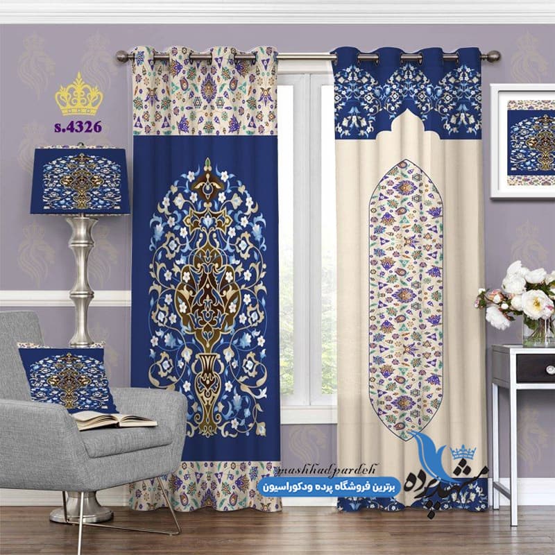 پرده پانچ اسلیمی طرح گلدان کد S4326