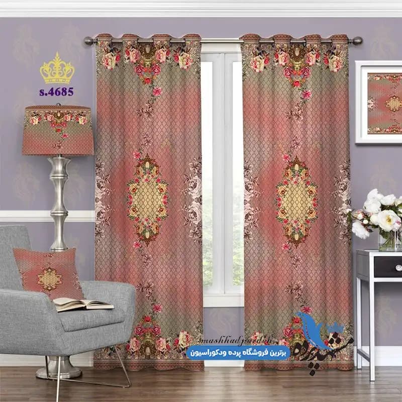پرده پانچ گلدار طرح اسلیمی کد S4685