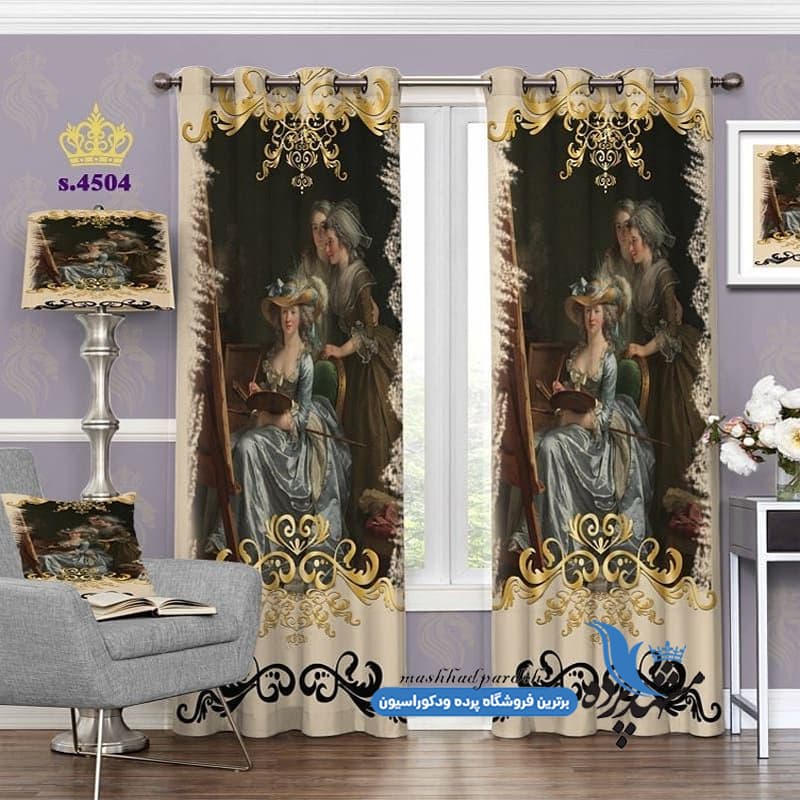 پرده پانچ چهره طرح بانوی نقاش کد S4504