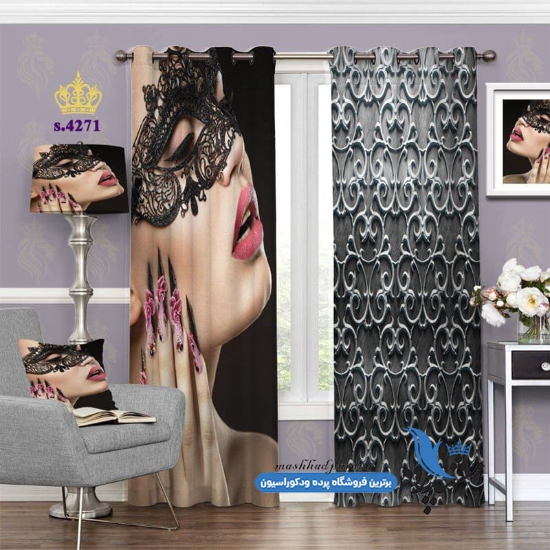 پرده پانچ چهره طرح نقابدار کد S4271