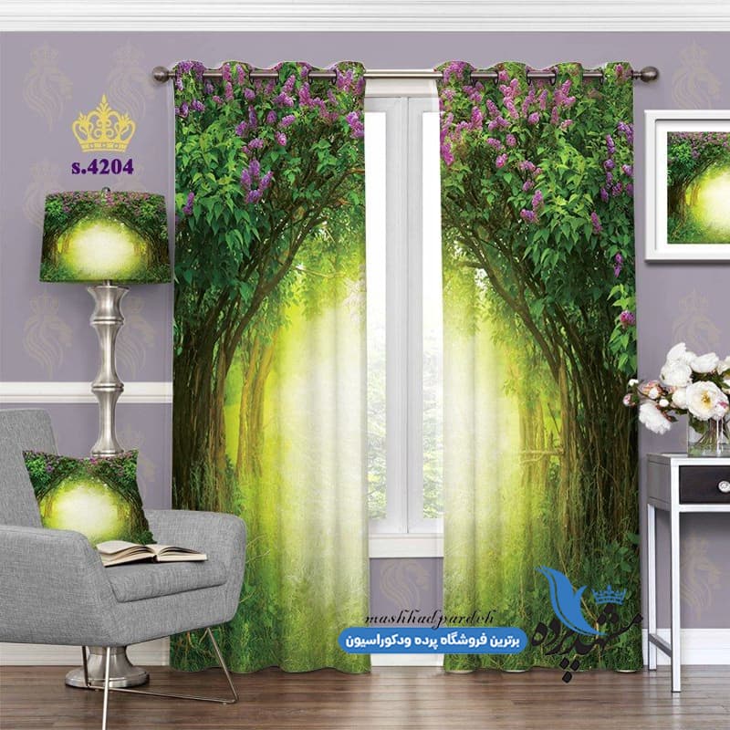 پرده پانچ منظره طرح درخت کد S4204
