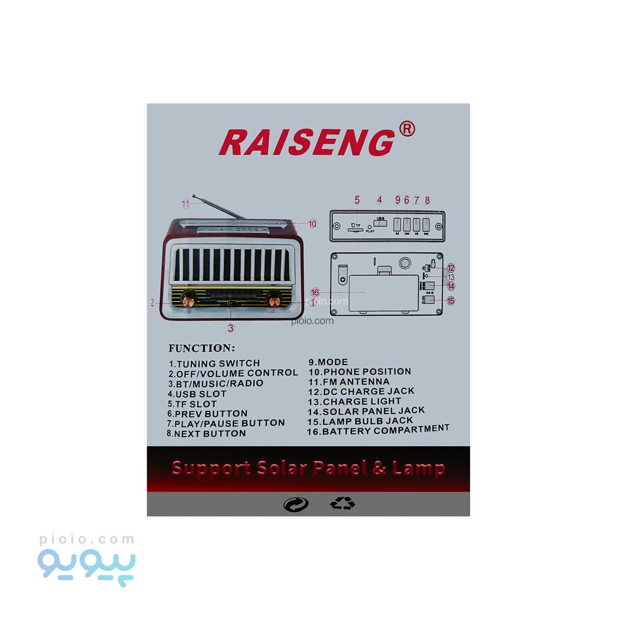 اسپیکر طرح رادیو کلاسیک raiseng آیتمR-1969BT — تصویر ۸